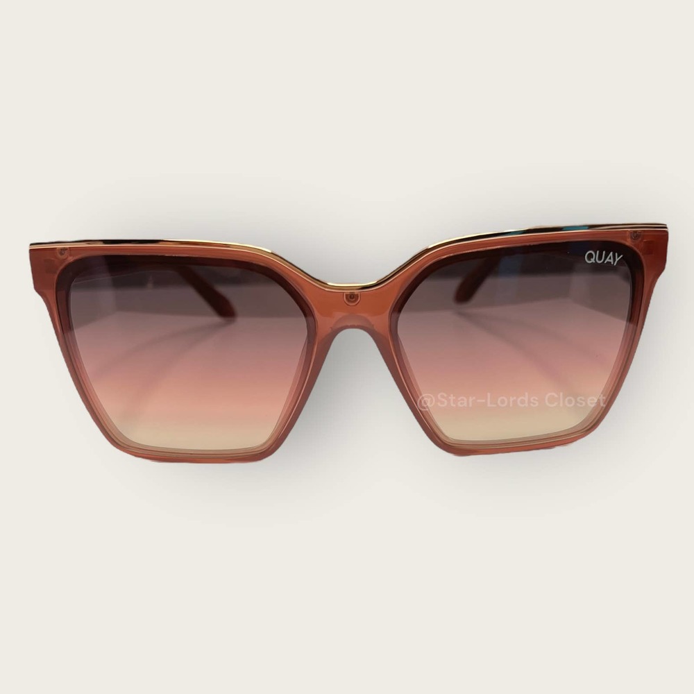 QUAY Sunglasses | Level Up Square Frame Milky Rose Pink Navy Vibrant Barbie Y2K - Picture 8 of 9